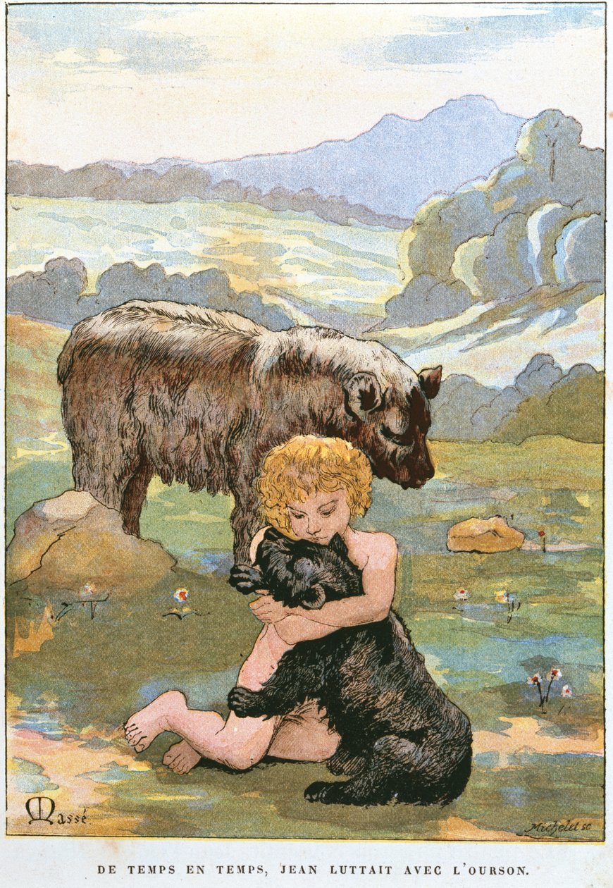 Jean-LOurs som et barn leker med en babybjørn, ca. 1900 av Masse Masse