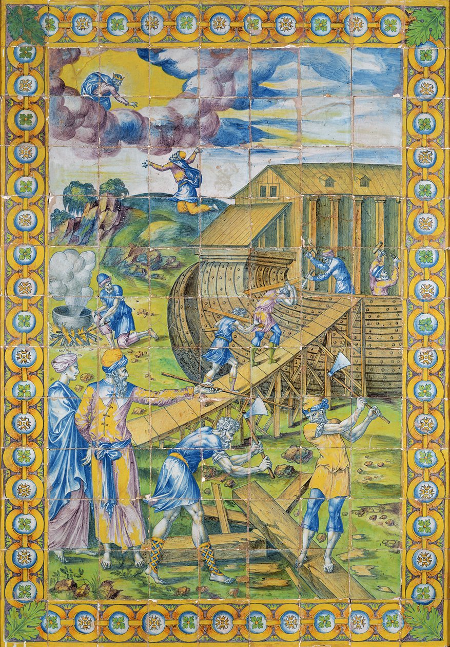 Historien om Noah: Arkens bygning, Rouen (fajanse) av Masseot Abaquesne
