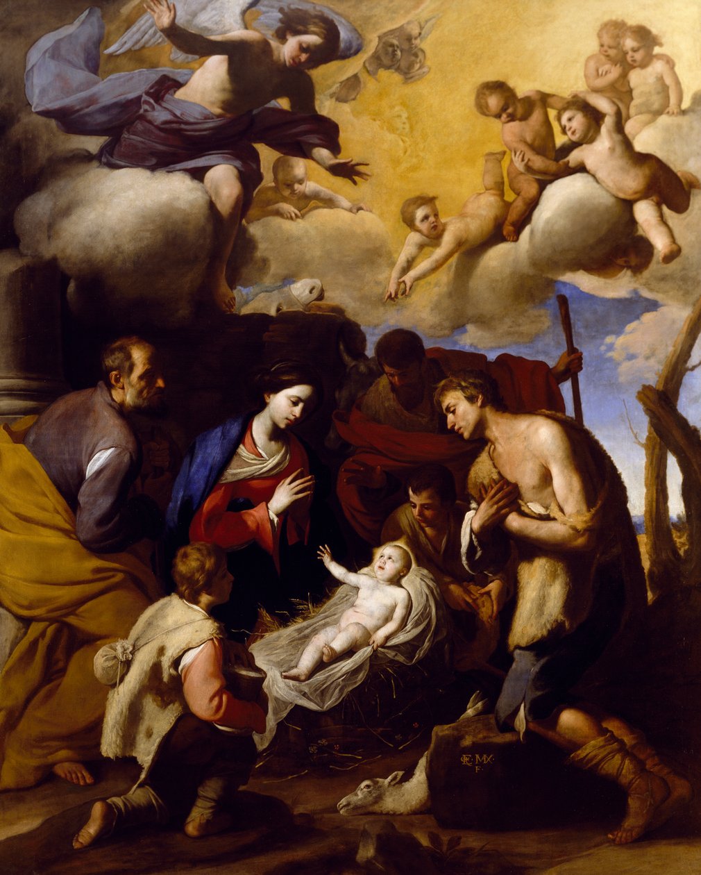 Tilbedelse av hyrder, av Massimo Stanzione (1585–1656) av Massimo Stanzione
