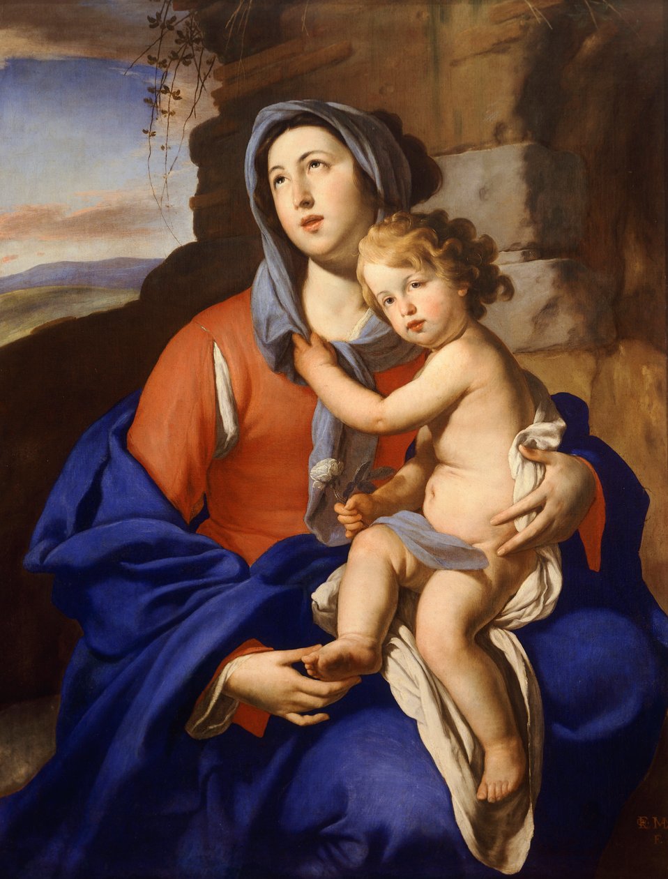 Madonna og barn, av Massimo Stanzione (1585-1656) av Massimo Stanzione