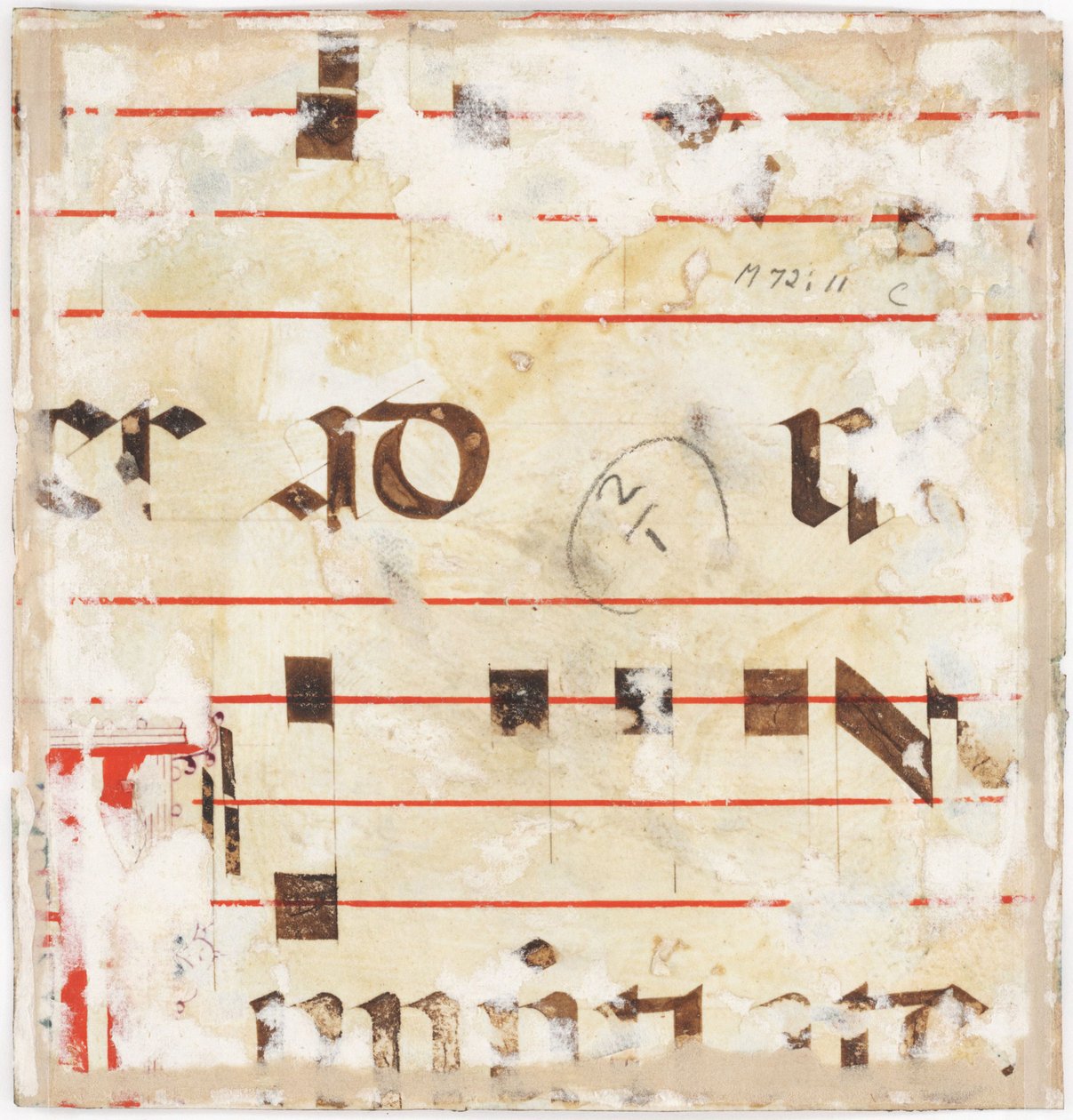 Gradvis, skjærende med en historisk initial fra et antifonarium, Milano, 1515 (tempera og blekk på pergament) (verso av 3587461) av Master B. F. 16th century Master B. F. 16th century