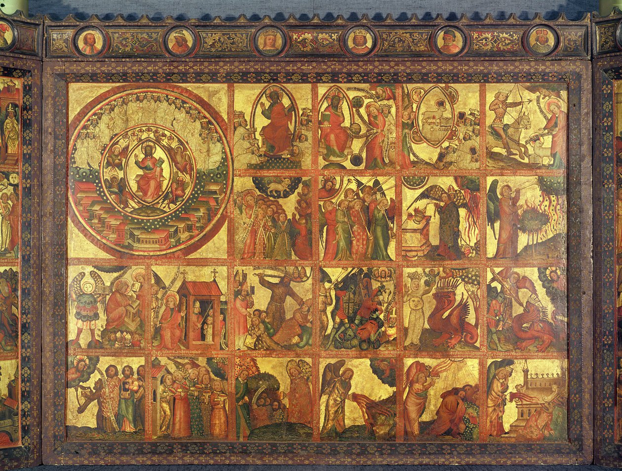 Altertavle med 48 scener av apokalypsen, ca. 1400 (tempera og forgylt på panel overført til lerret) av Master Bertram of Minden