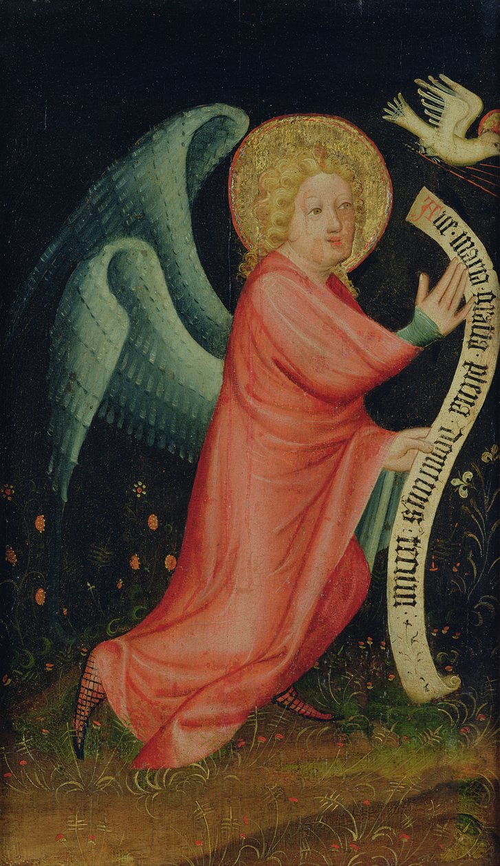 Bebudelsens engel, fra The Harvester Altar, ca. 1410 (tempera på eik) (se også 145253 og 145255) av Master Bertram of Minden