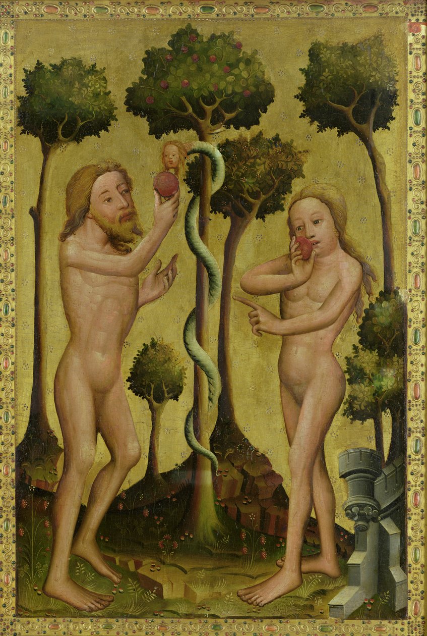 Fallet, detalj fra Grabow-altertavlen, 1379-83 (tempera på panel) av Master Bertram of Minden