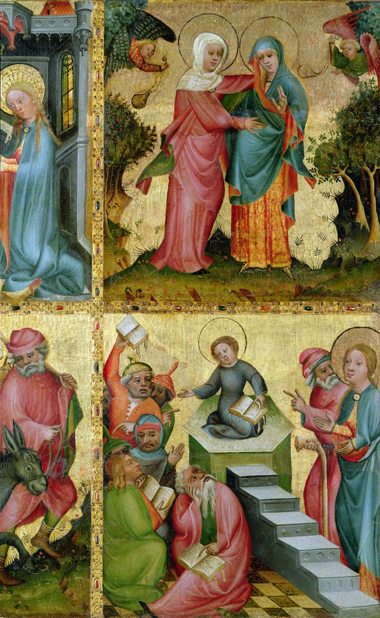 Visitasjonen og striden med leger, fra Buxtehude-alteret, 1400-10 (tempera på panel) av Master Bertram of Minden