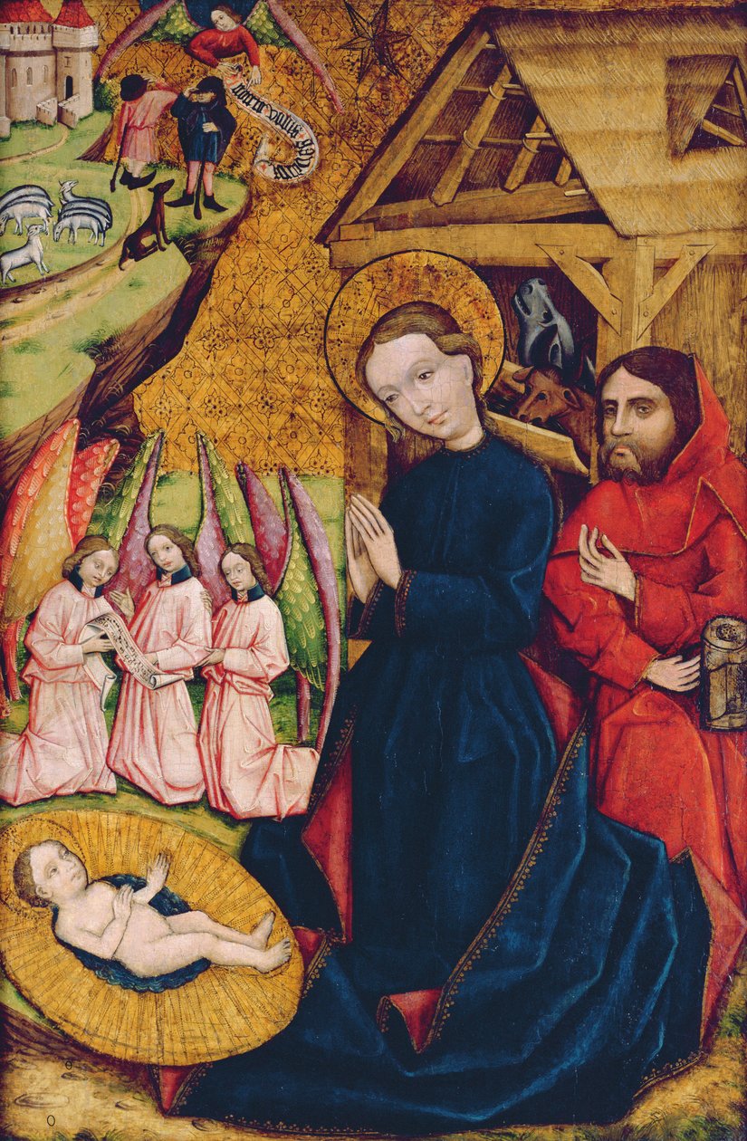 Fødselen, fra hovedalteret i Nemetlipcse, ca. 1450 (tempera på tre) av Master from Nemetlipcse