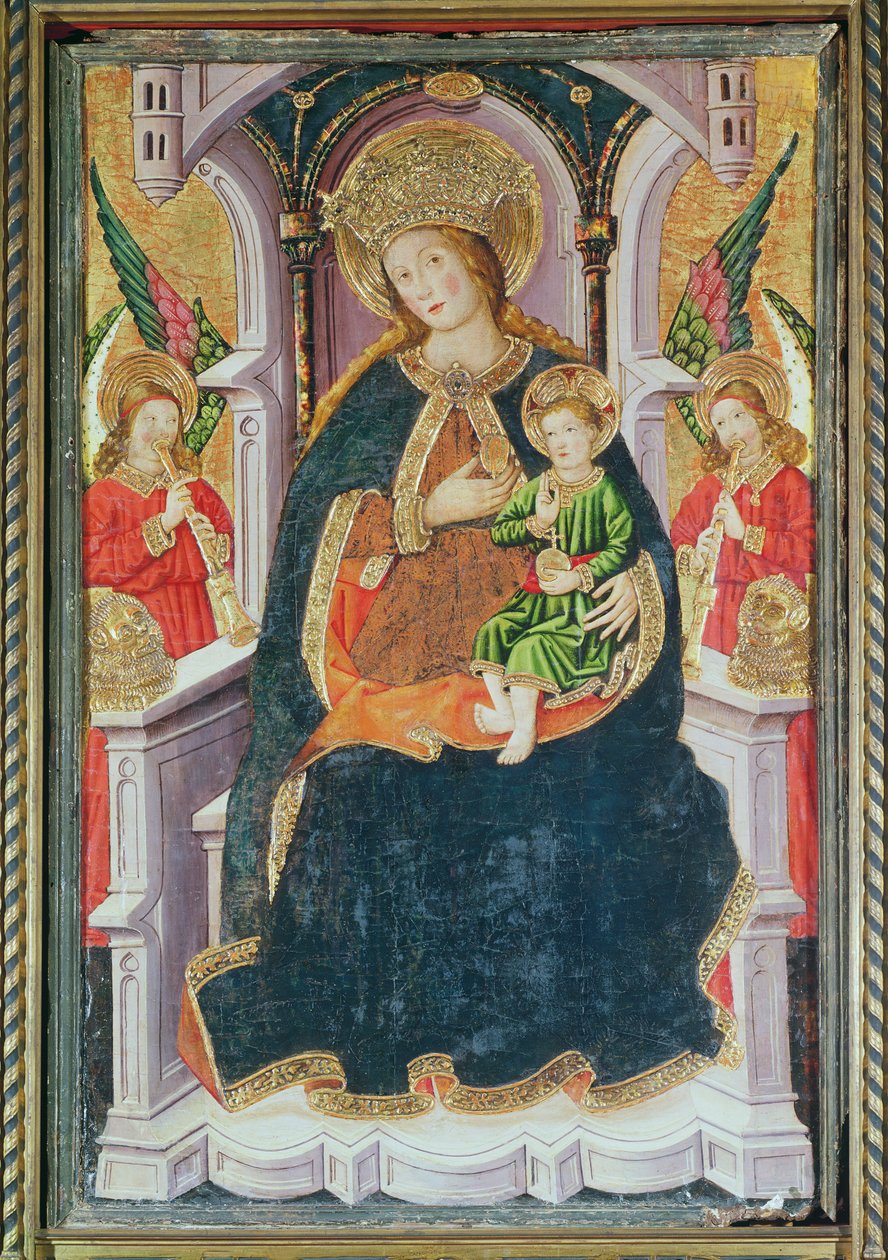 Virgin and Child with Angel Musicians (tempera på panel) av Master of Burgo de Osma