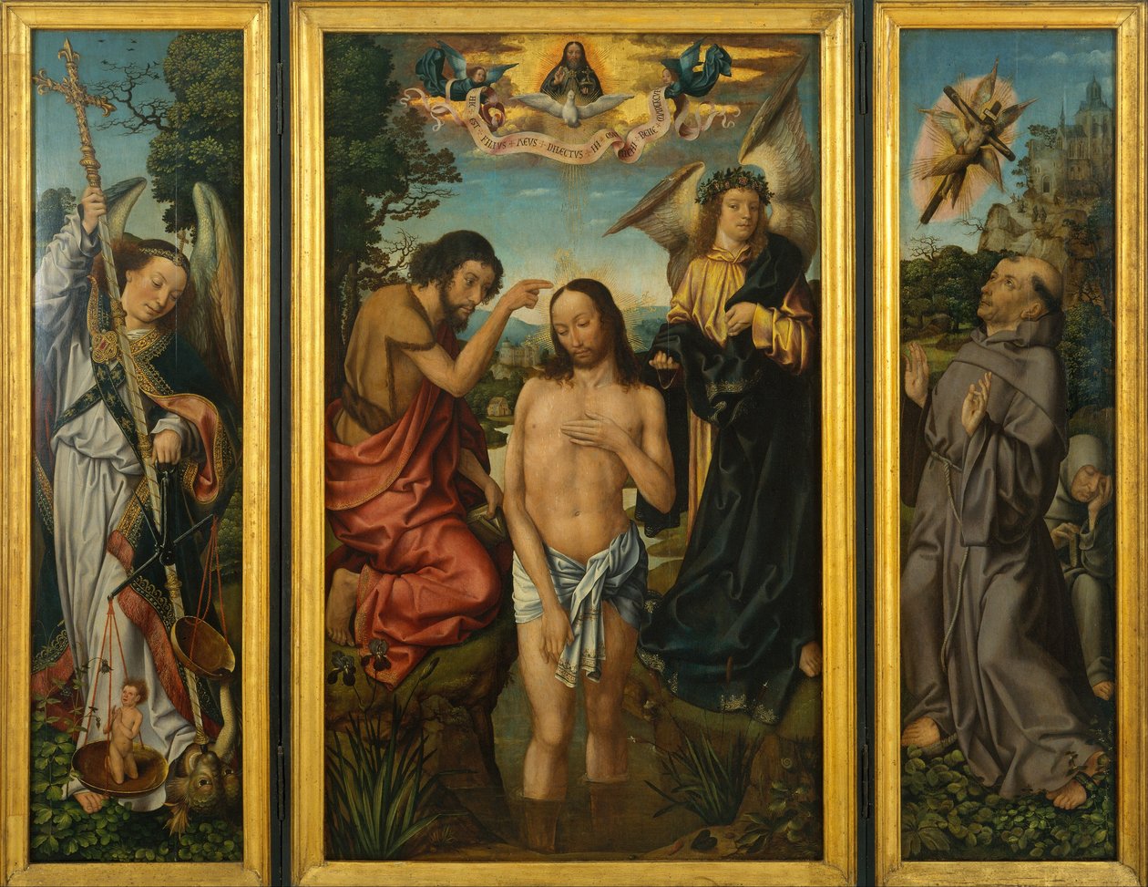 Triptych av Kristi dåp av Master of Frankfurt