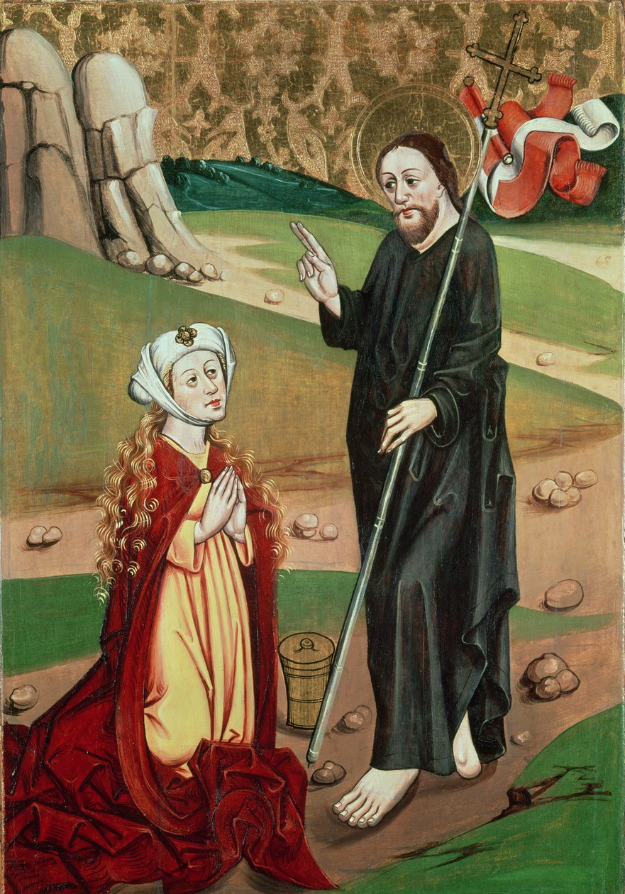 Kristus viser seg for Maria Magdalena (tempera på panel) av Master of Janosret