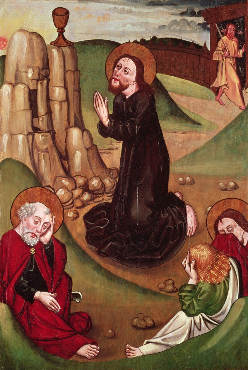 The Agony in the Garden (tempera på panel) av Master of Janosret