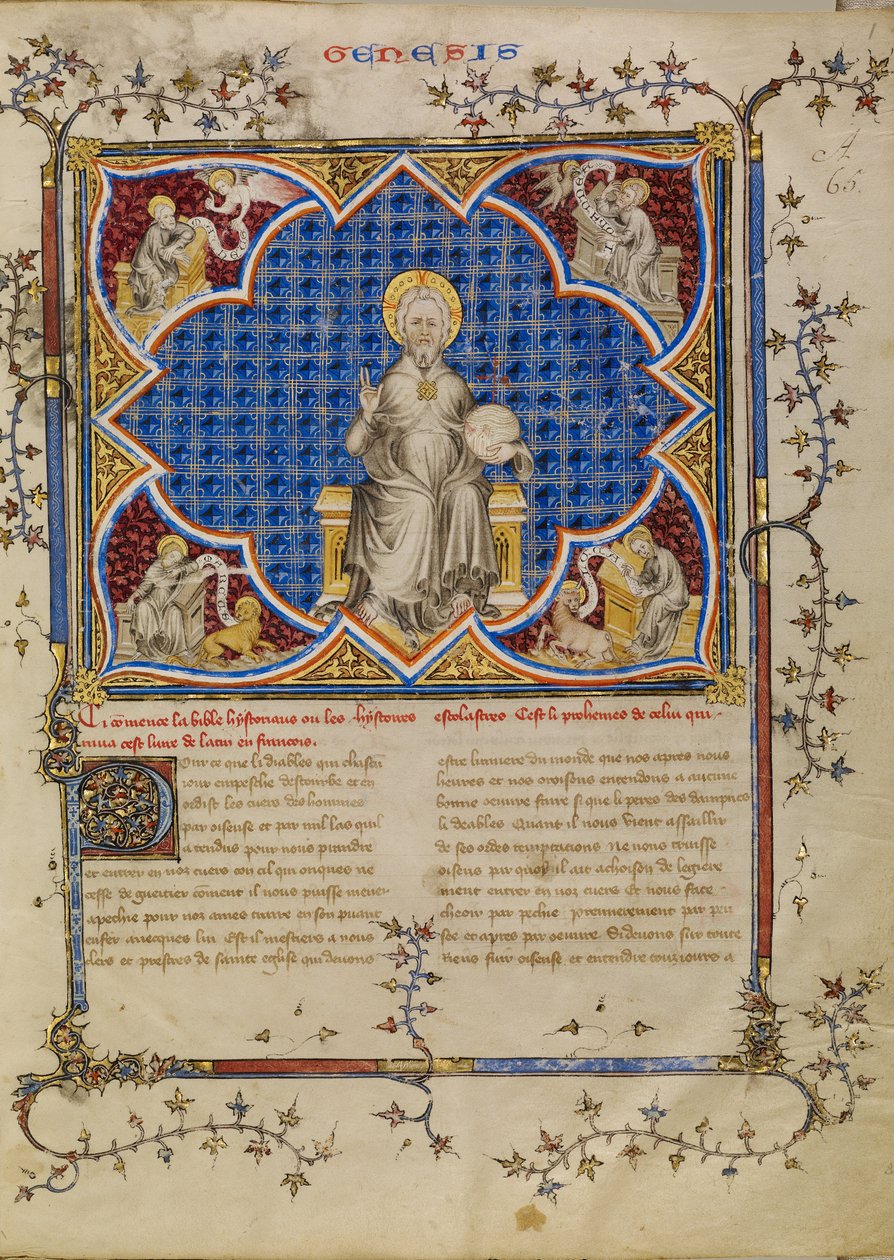 Kristus i majestet og de fire evangelistene med sine symboler av Master of Jean