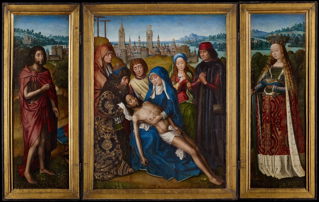 Klagesang med Johannes døperen og den hellige Katarina av Alexandria av Master of Legend of Saint the Lucy