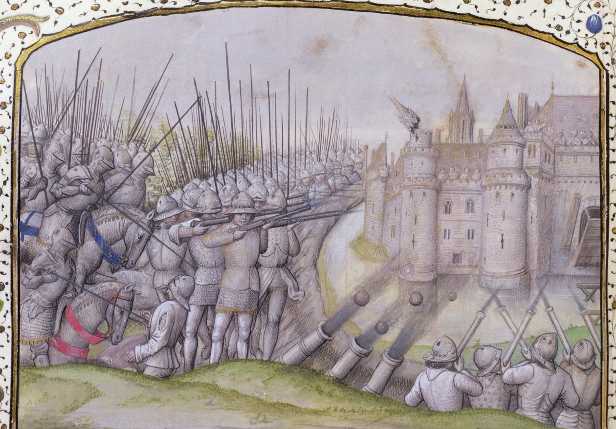 Ms 659 f.271 r. Slaget ved Avray i 1364, 1477 av Master of Mary of Burgundy