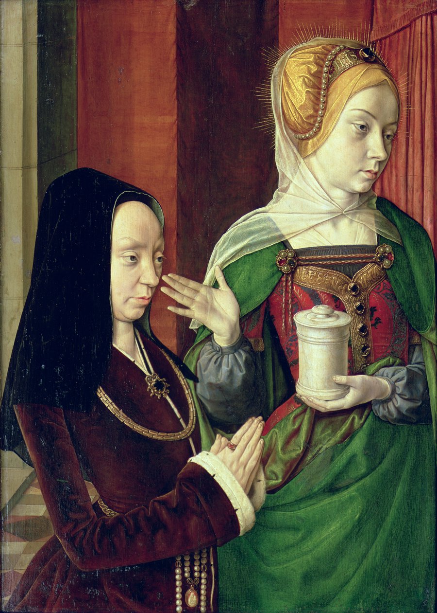Madeleine av Bourgogne presentert av St. Maria Magdalena av Master of Moulins