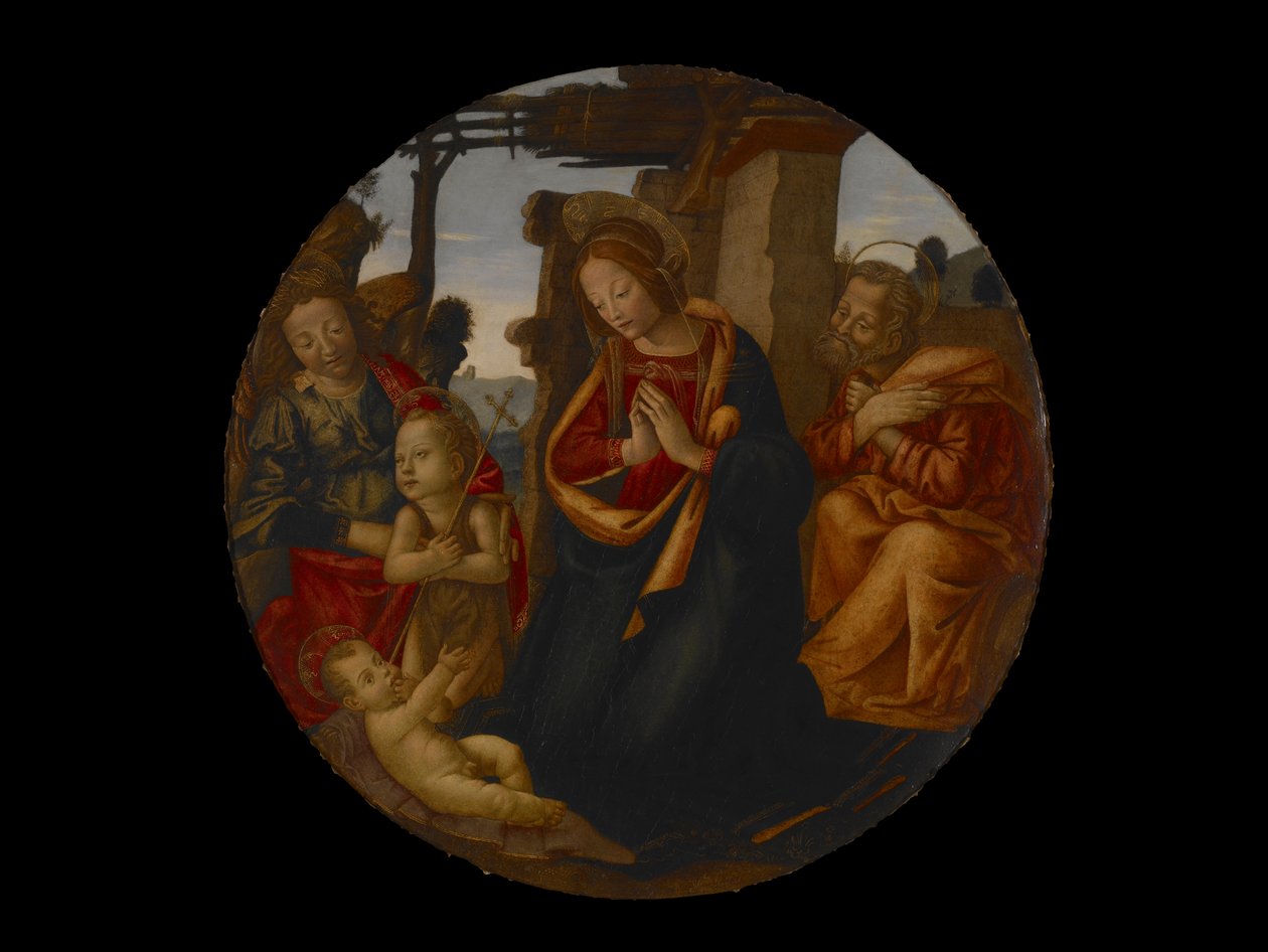 Den hellige familie med døperen Johannes og en engel av Master of Naumburg