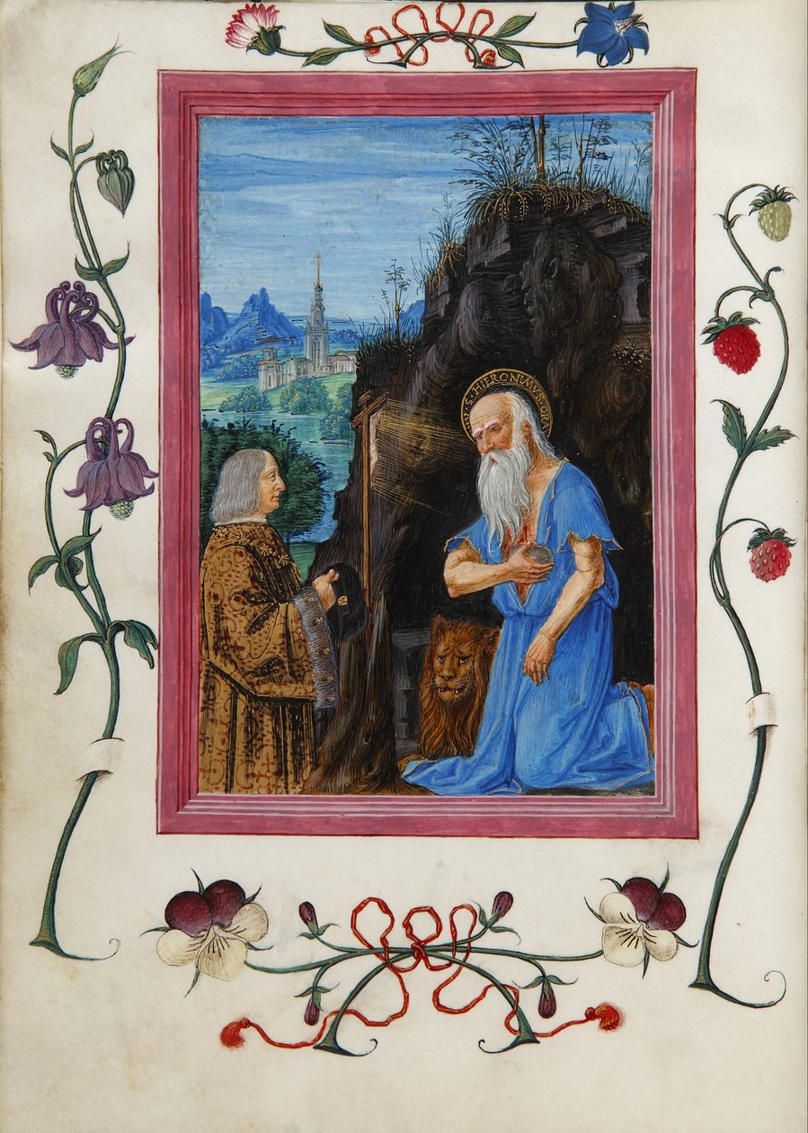 Gian Giacomo Trivulzio med Saint Hieronymus i timeboken til Gian Giacomo Trivulzio av Master of Ore Landriani and Giovan Battista de the Lorenz