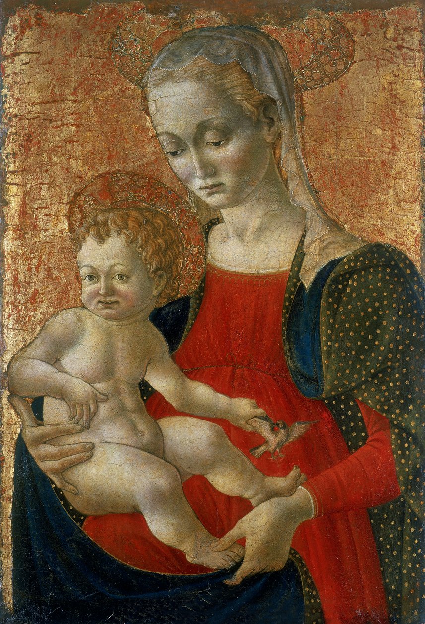 Madonna med barn, ca. 1440-1460 (tempera på tre) av Master of Pratovecchio attr.to Master of Pratovecchio attr.to