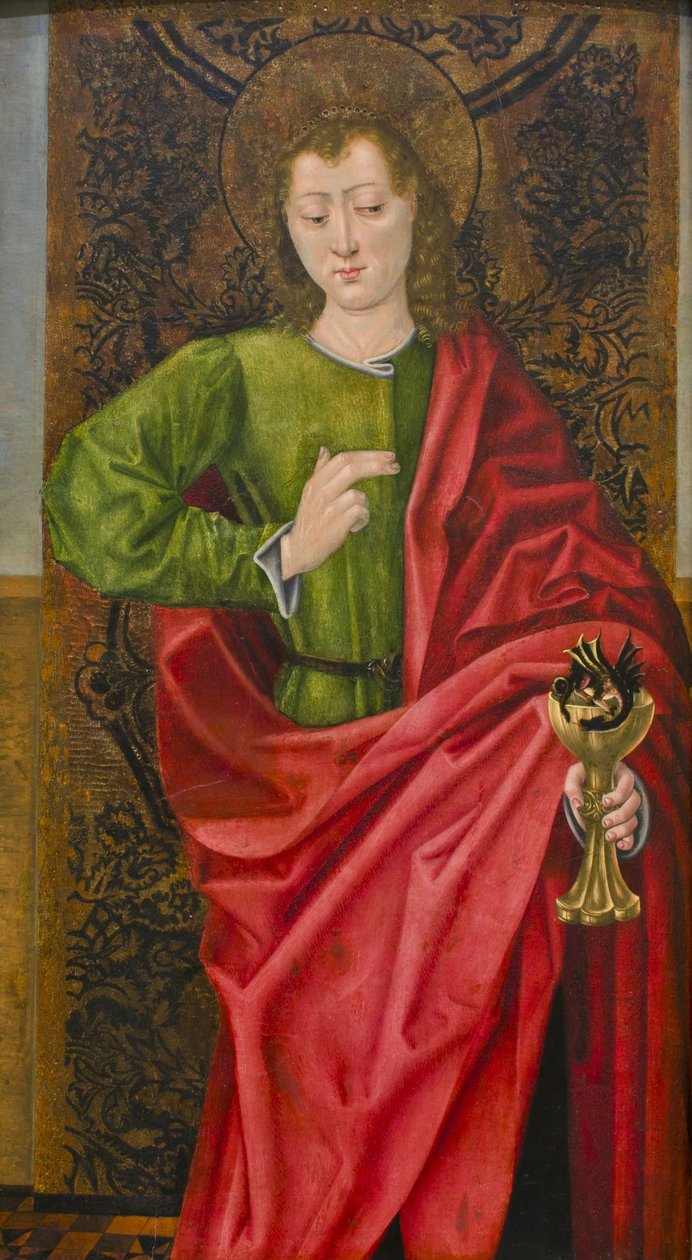 Evangelisten Johannes og den forgiftede koppen, ca. 1475 av Master of Saint Nicholas