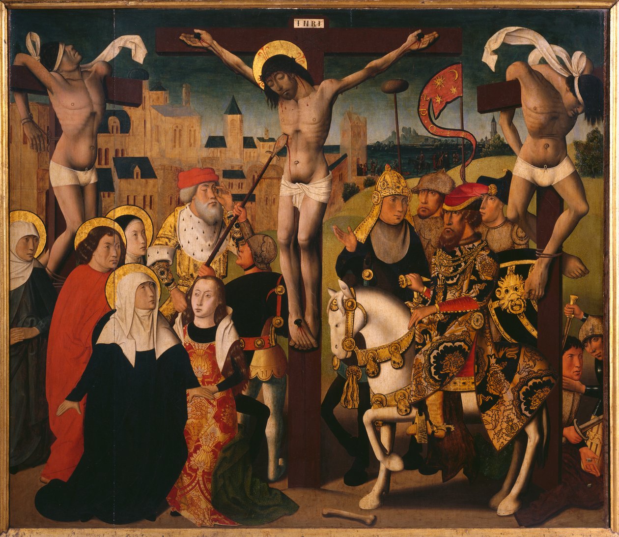 Passion Triptych, Crucifixion, sentralpanel (se også 345856, 345857, 345858) av Master of St. Godelieve Legend