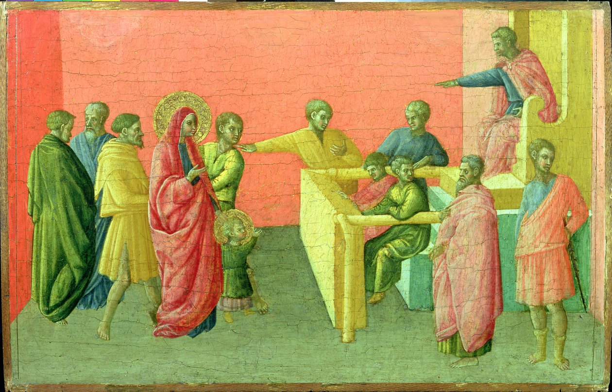 De hellige anklaget for å omfavne kristendommen, 1400-50 (tempera og bladgull på panel) av Master of St. Julitta and St. Quiricus Master of St. Julitta and St. Quiricus
