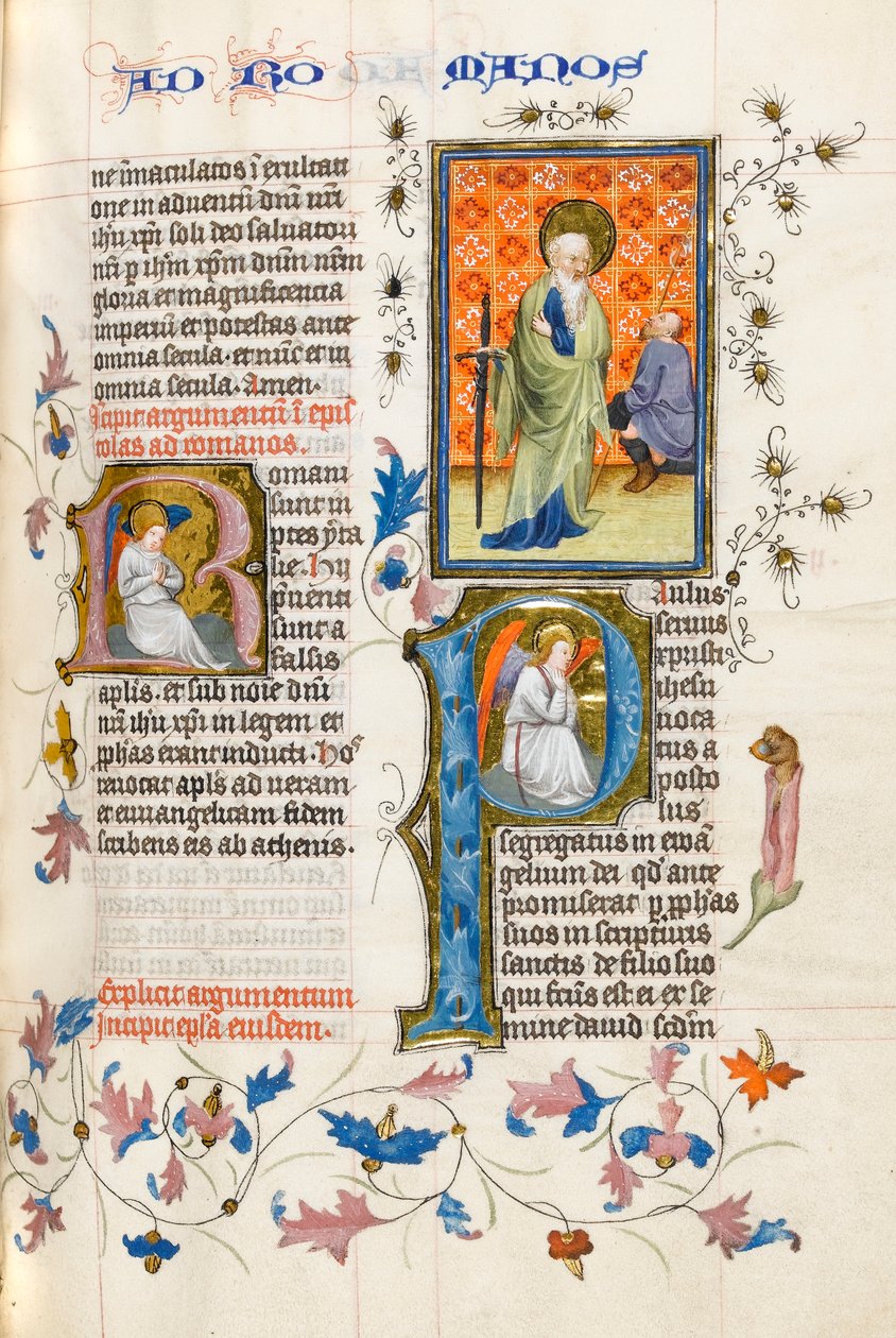MS 289.III f.259r St. Paul med sverd ser på en knelende budbringer med spyd av Master of Zweder van Culemborg