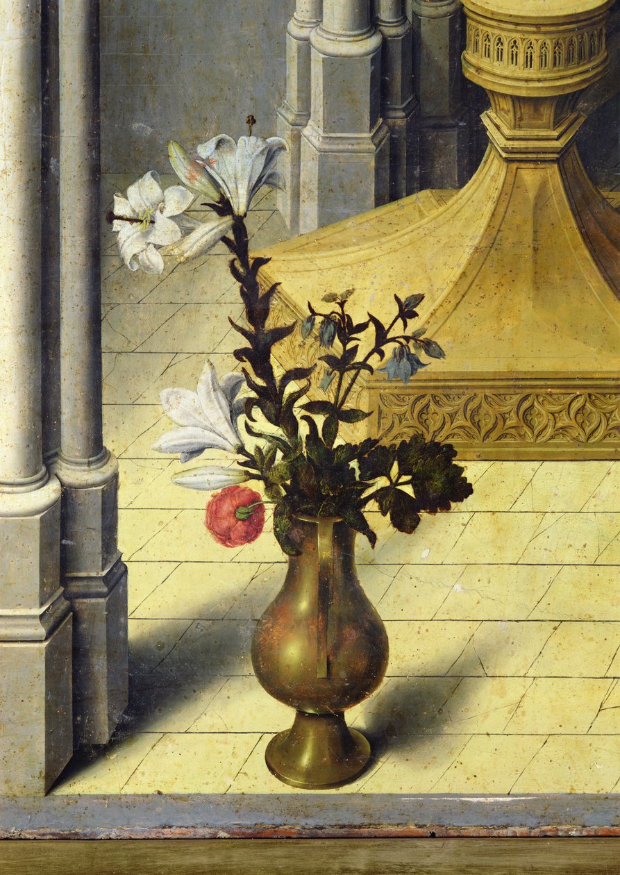 Vase med blomster. ca. 1445 (detalj av 26541) av Master of the Aix Annunciation