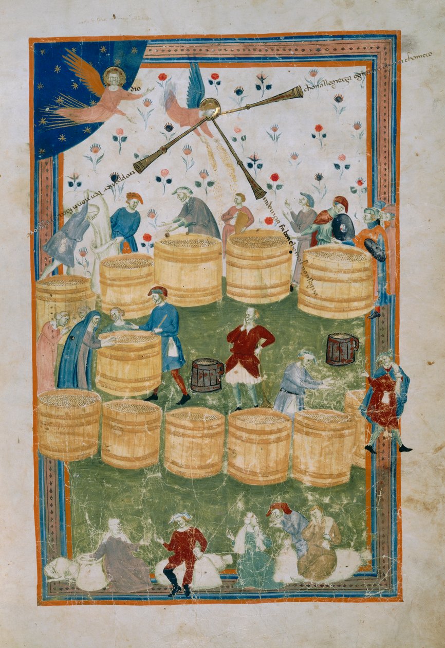 Kornmarked i Firenze (Codice Tempi 3, ca. 7), fra Biadaiolo Codex av Master of the Biadaiolo Codex Master of the Biadaiolo Codex