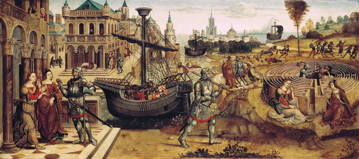 Theseus and the Minotaur, fra historien om Theseus av Master of the Campana Cassoni