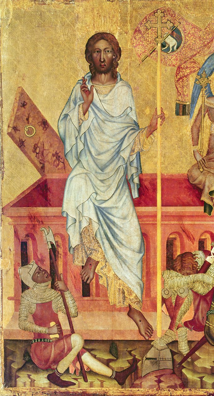 Resurrection of Christ, ca. 1350 (tempera på panel) (detalj av 156876) av Master of the Cycle of Vyssi Brod