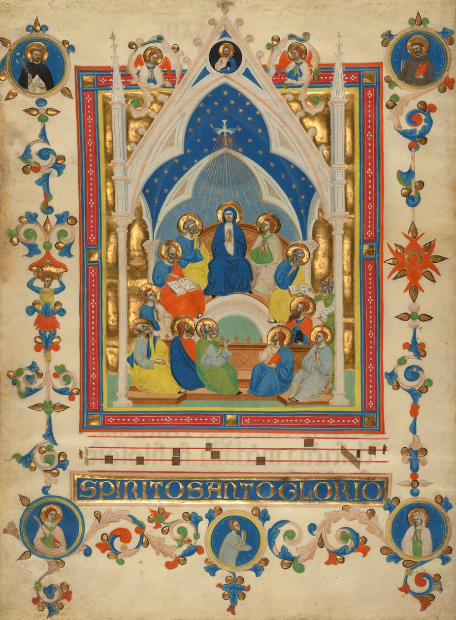 Pinse fra Laudario av Sant"Agnese, ca. 1340 av Master of the Dominican Effigies