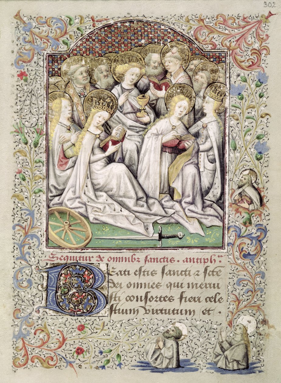 W.82 fol.302r The Virgin Martyrs and Other Saints, fra Coetivy Book of Hours, ca. 1443 av Master of the Duke of Bedford Master of the Duke of Bedford
