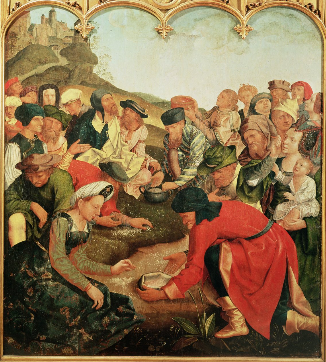 Samling av Manna i ørkenen av Master of the Evora Altarpiece