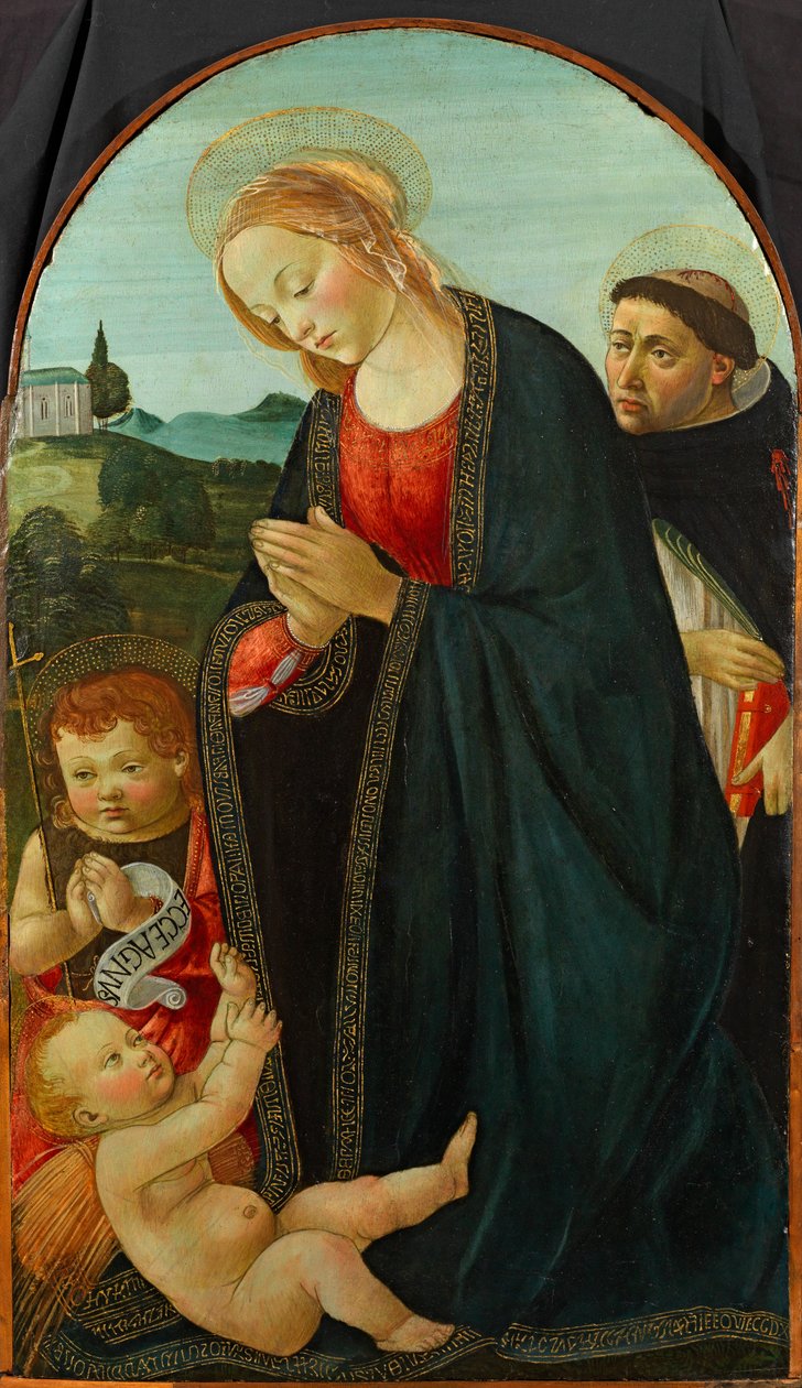 Jomfru og barn med døperen Johannes og martyren St. Peter (tempera på panel) av Master of the Fiesole Epiphany