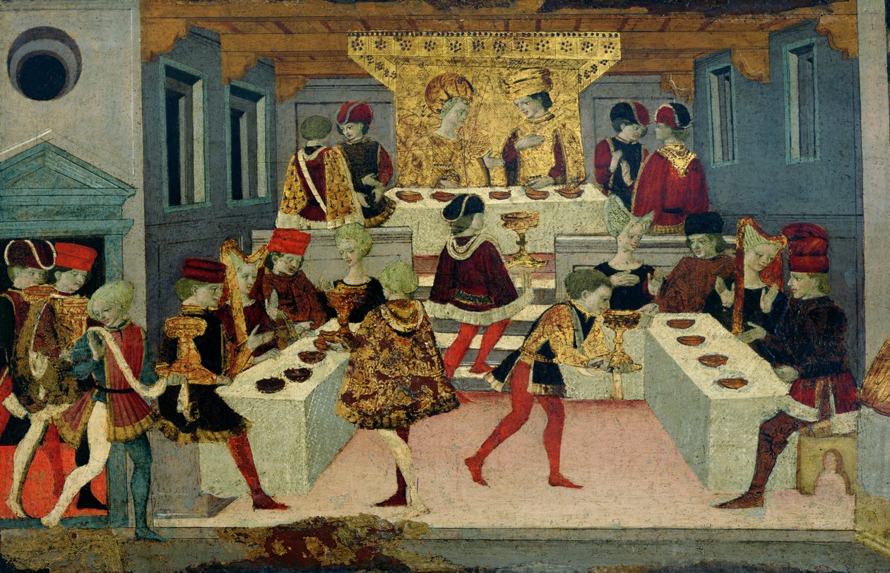 Historien om Alatiel Tavoli: detalj av banketten (detalj av 61024) av Master of the Jarves Chest