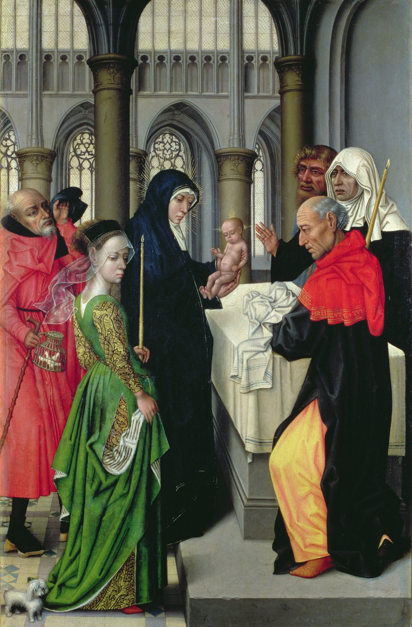 Presentasjon i tempelet, venstre panel av en diptyk av Master of the Legend of St. Catherine