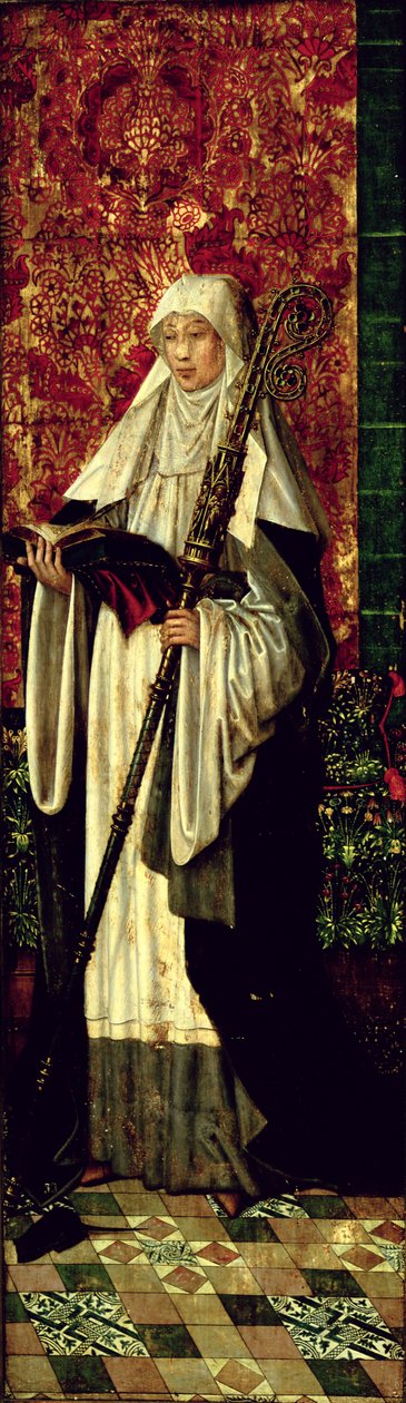 St. Gertrud fra Polyptych of the Confraternity of the Black Heads, ca. 1495 av Master of The Legend of St. Lucy