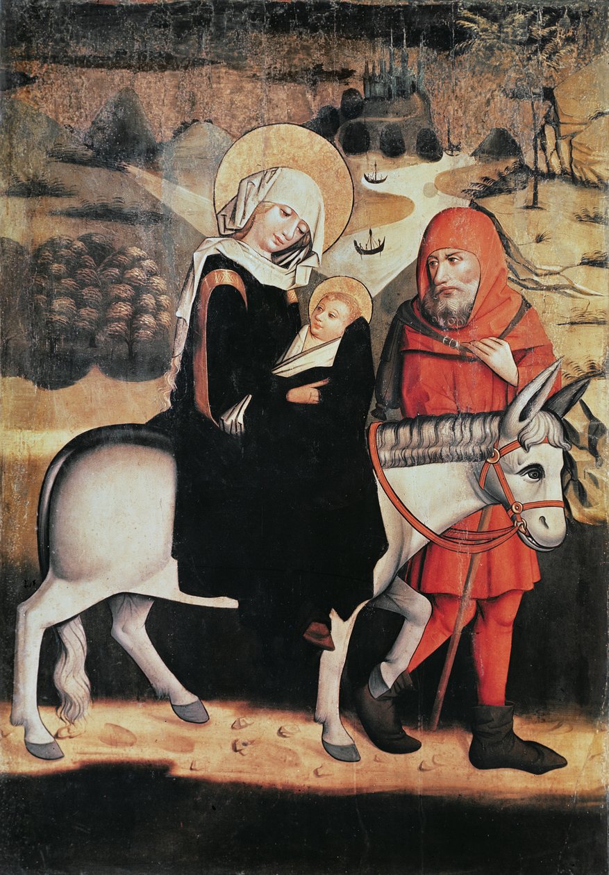 Flight Into Egypt (tempera på panel) av Master of the Lords Passion