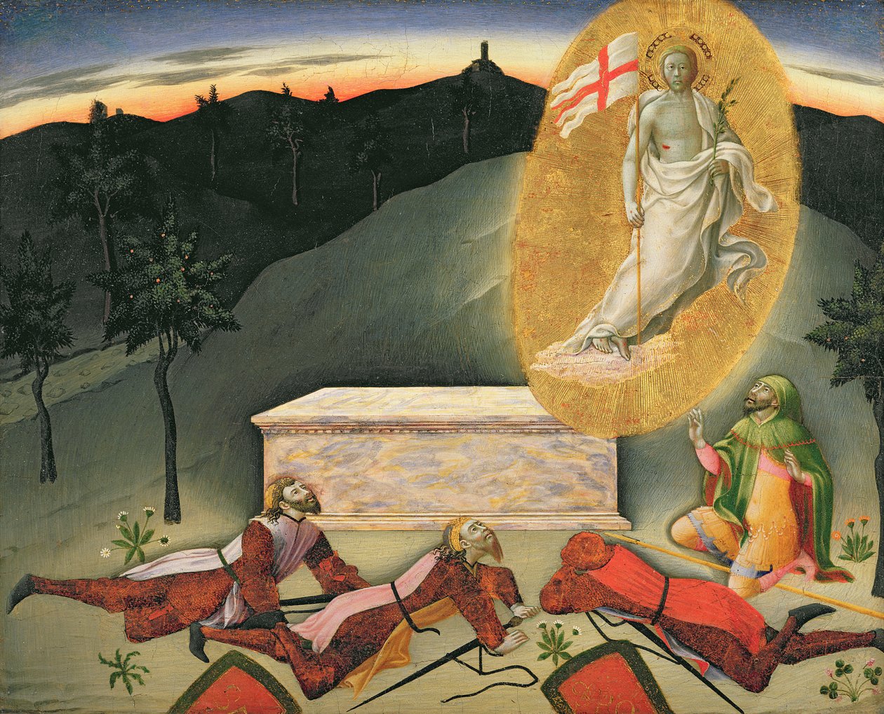 The Resurrection, 1400-tallet (tempera på panel) av Master of the Osservanza