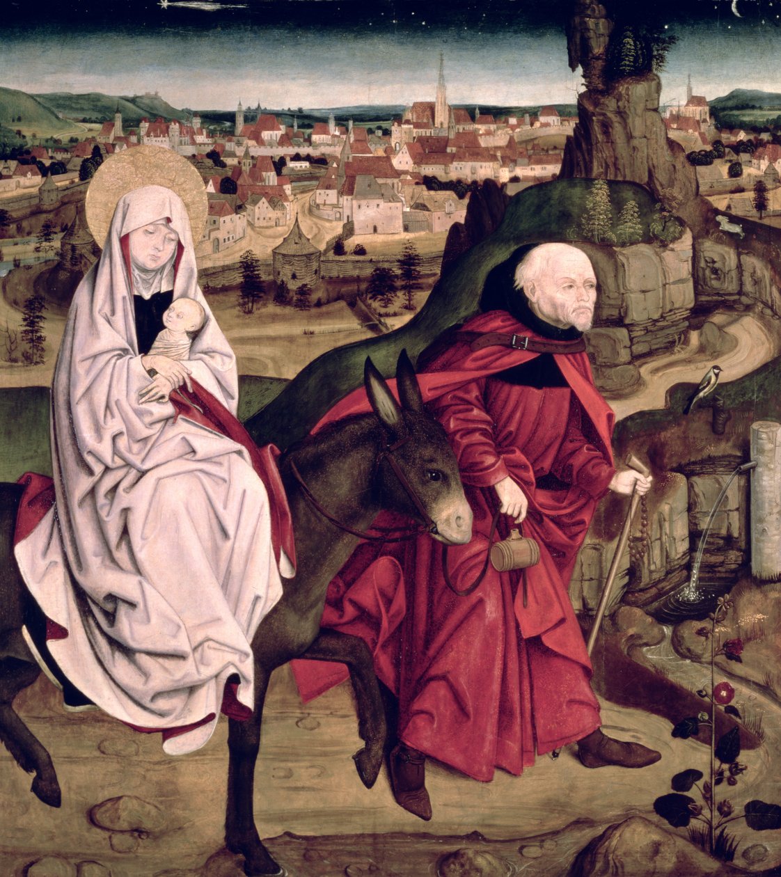 Schotten-altertavlen som viser flukten til Egypt, 1475 av Master of the Schotten Altar