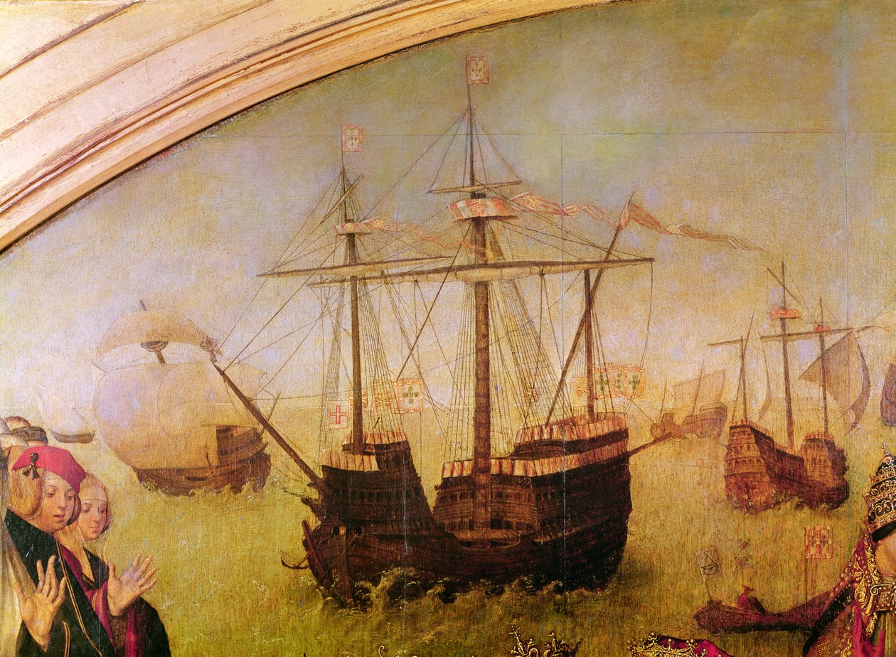 St. Auta Altapice, detalj av en gallion fra sentralpanelet, ca. 1520 av Master of the St. Auta Altarpiece
