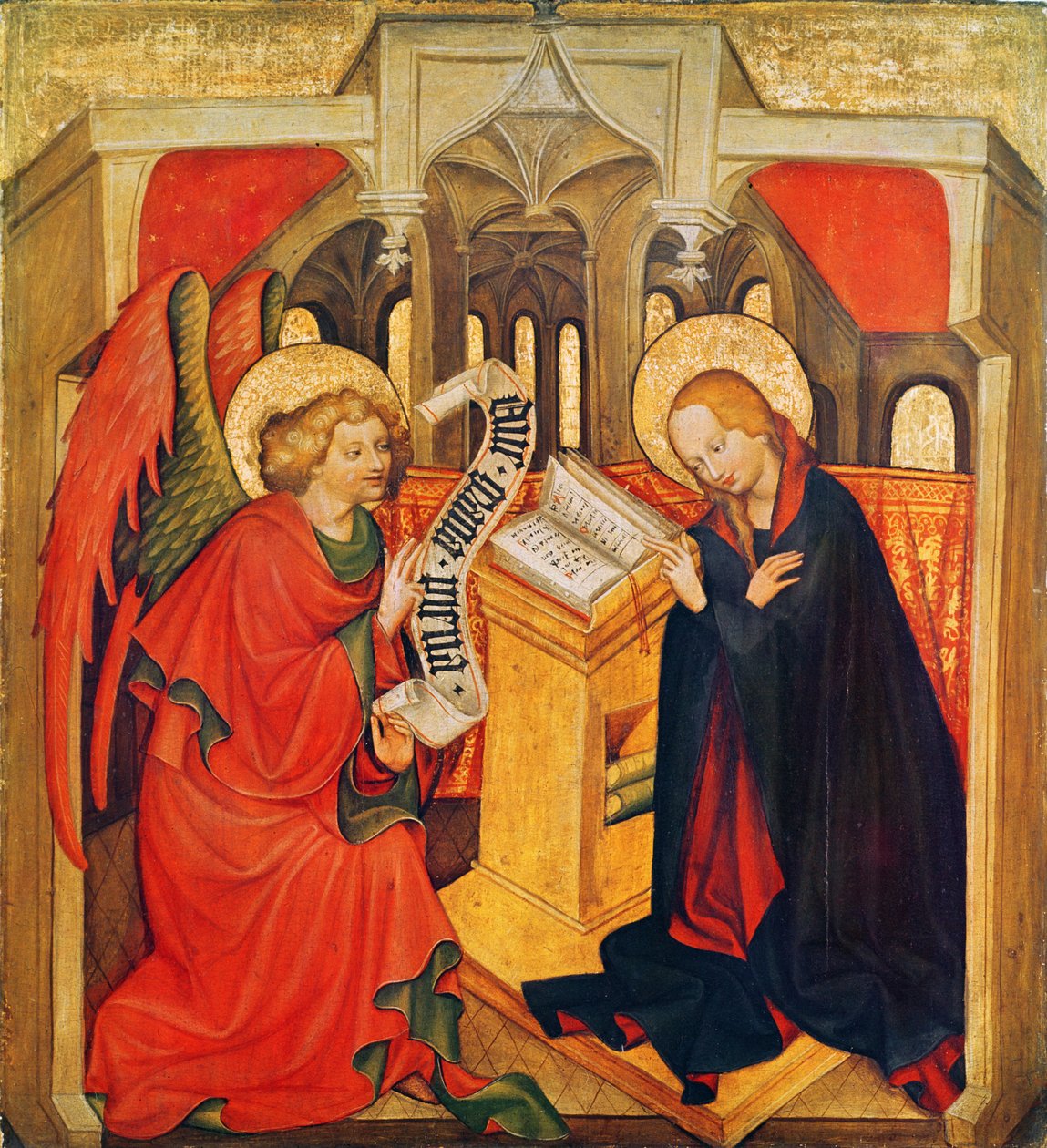 Bebudelsen, ca. 1430-50 (tempera på panel) av Master of the St. James Altarpiece