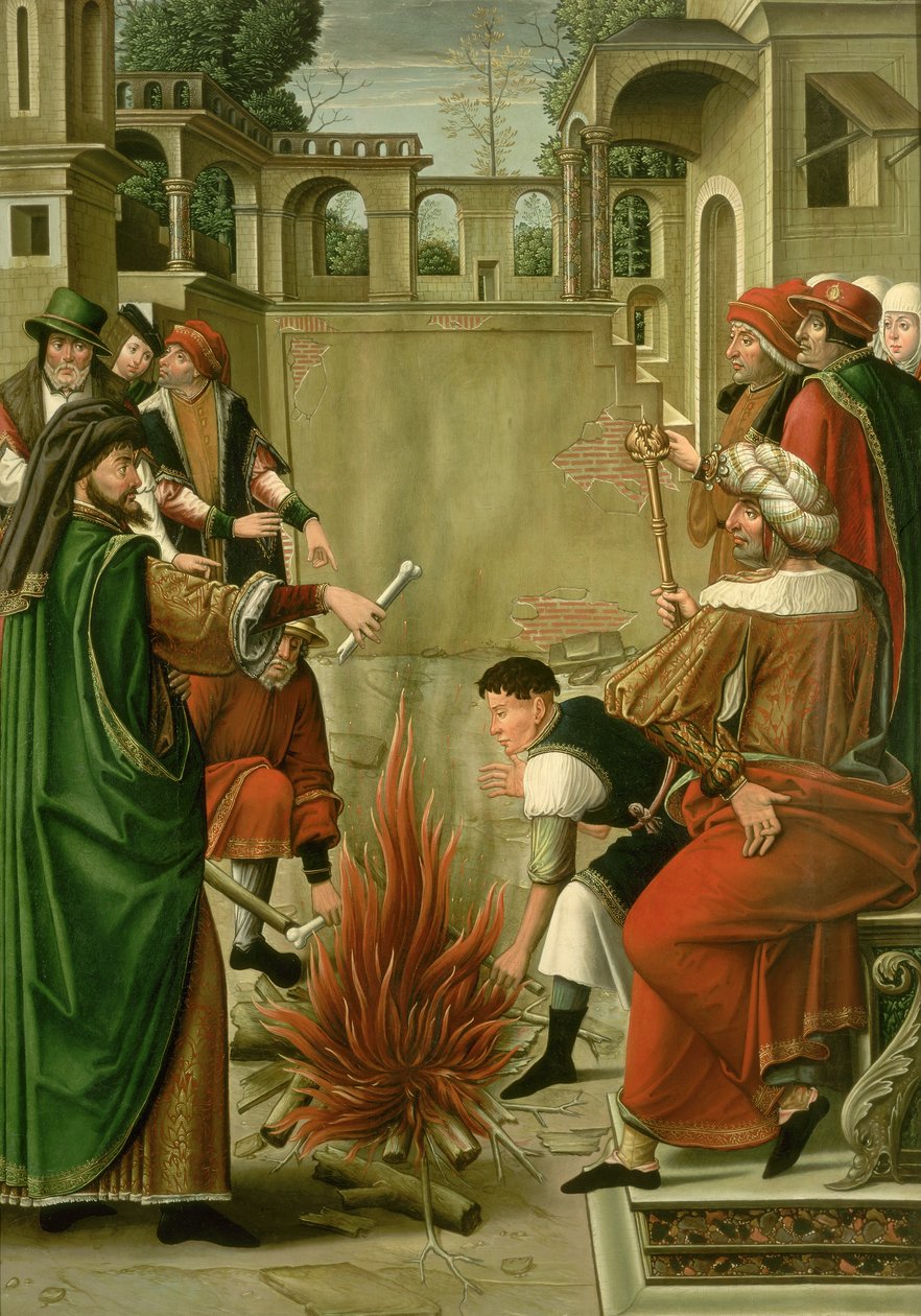 Keiser Julian den frafalne brenner beinene til døperen Johannes (panel) av Master of the St. Johns Retable