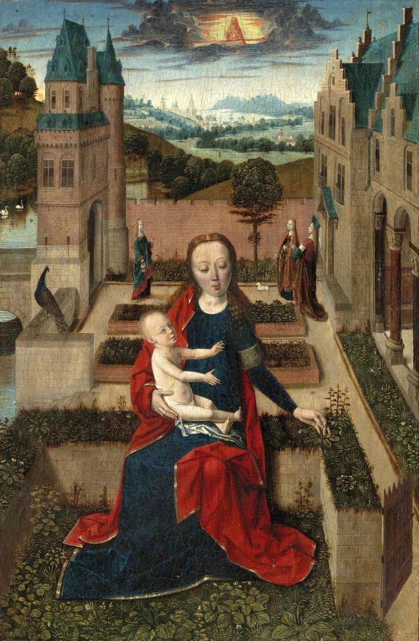 Madonna og barn i en hage av Master of the Tiburtine Sibyl