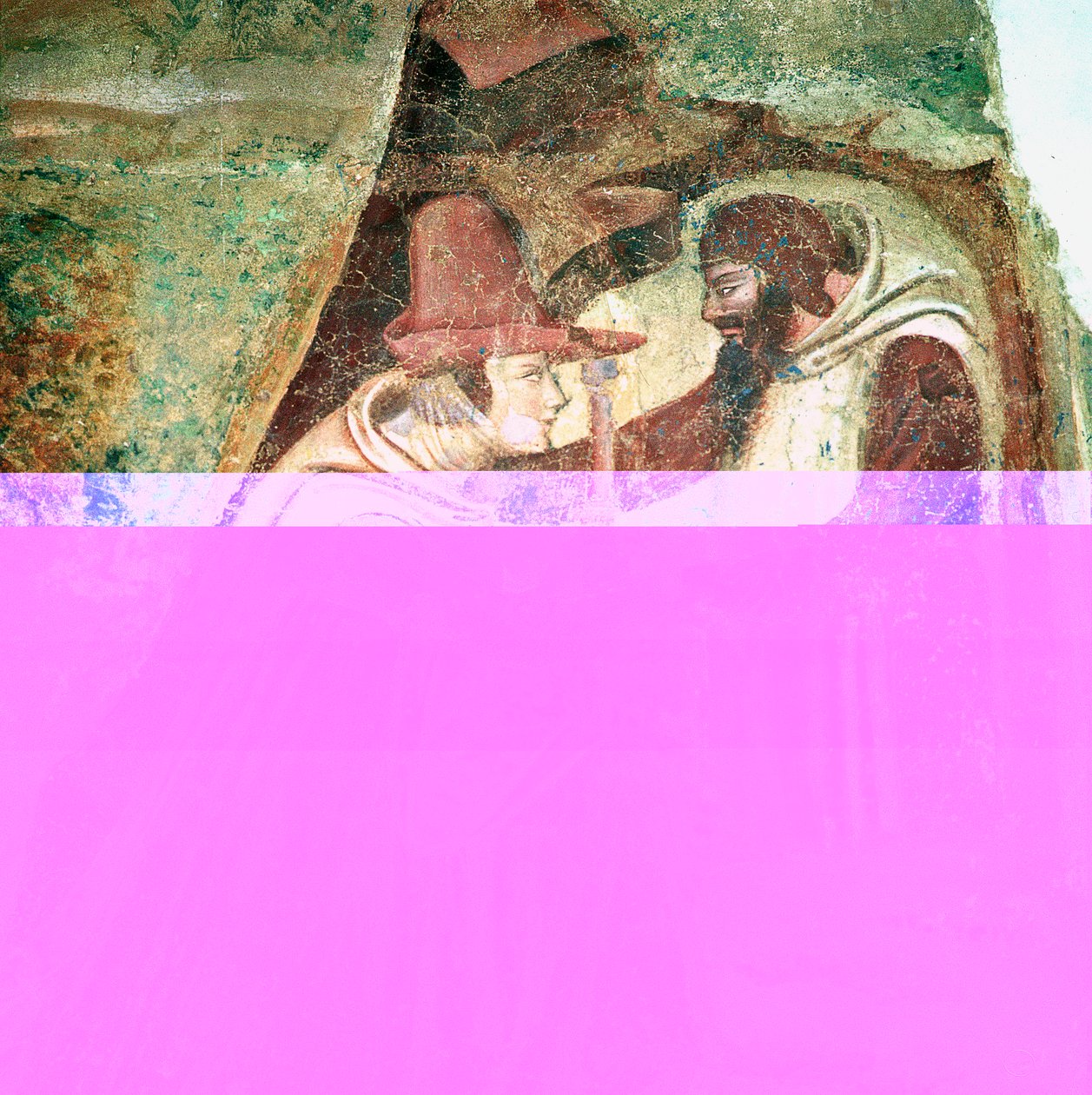 Pilegrim med en munk, 1360-1370 av Master of the Triumph of Death