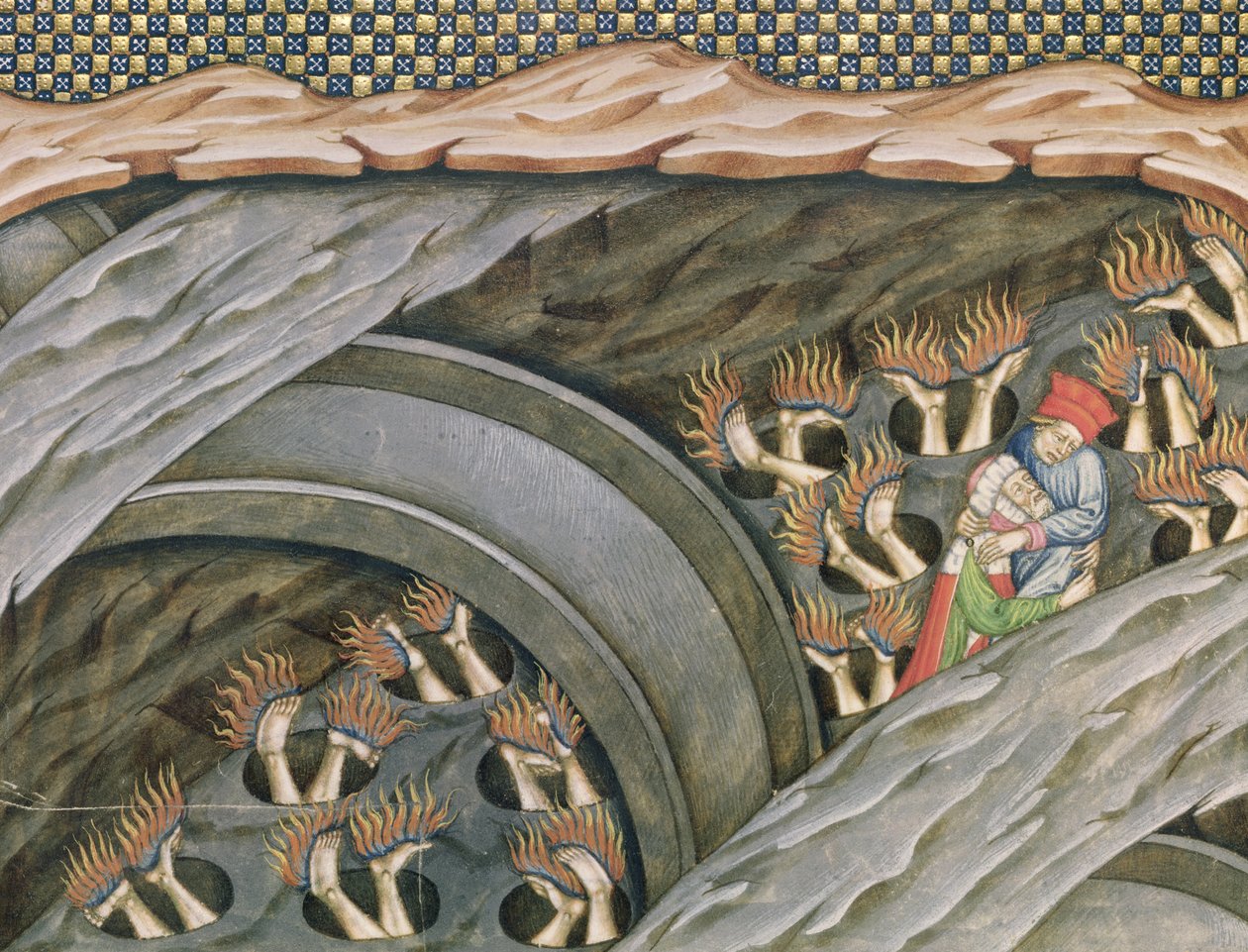 Ms 2017 f.245 Dantes Inferno med en kommentar av Guiniforte delli Bargigi , ca. 1440 av Master of the Vitae Imperatorum