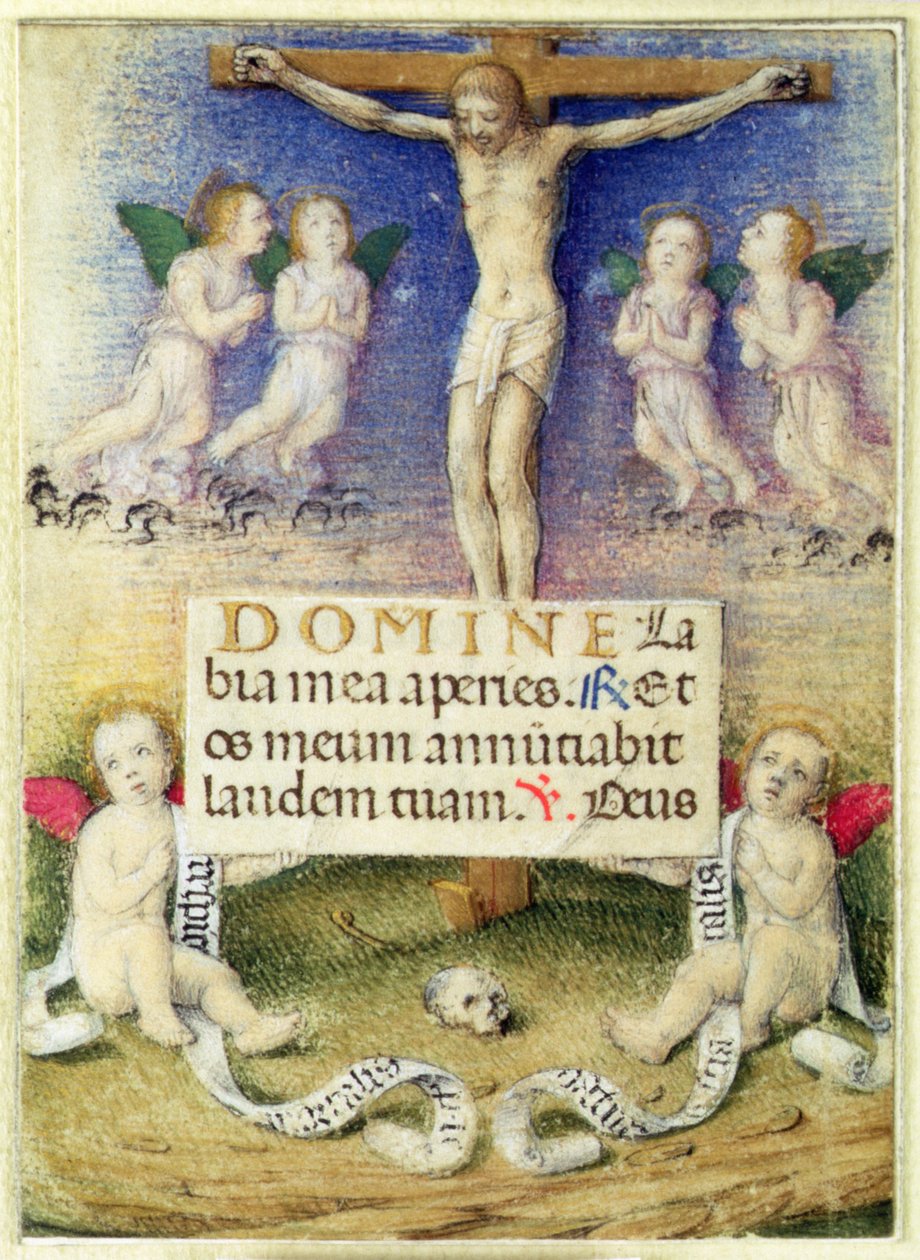 Kristus på korset med engler, ca. 1480 av Master of the della Rovere Missals Master of the della Rovere Missals