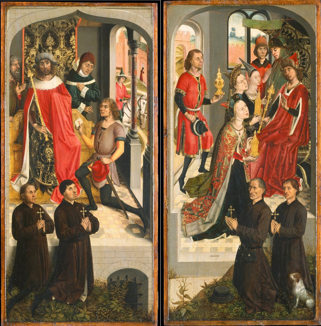 Vingene til en triptyk av Master of the legend of St. Barbara