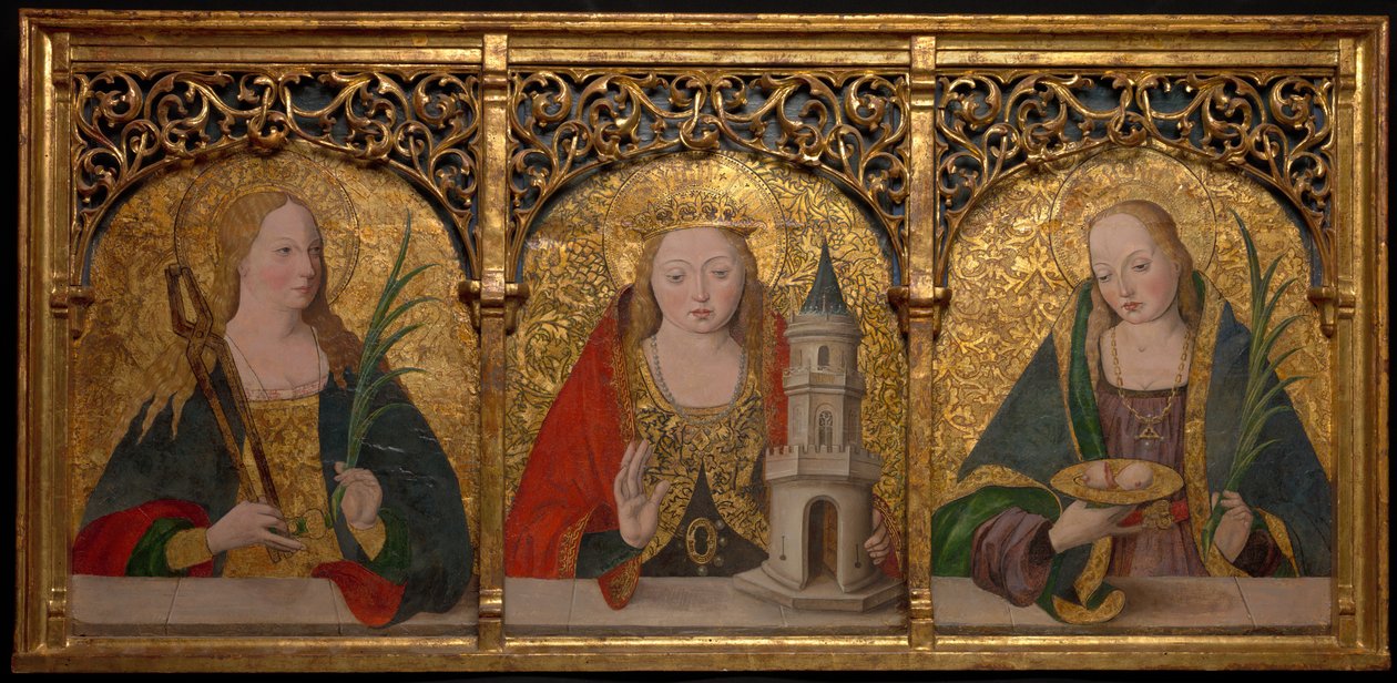 De hellige Apollonia, Barbara og Agatha, 14901500. av Master Alejo