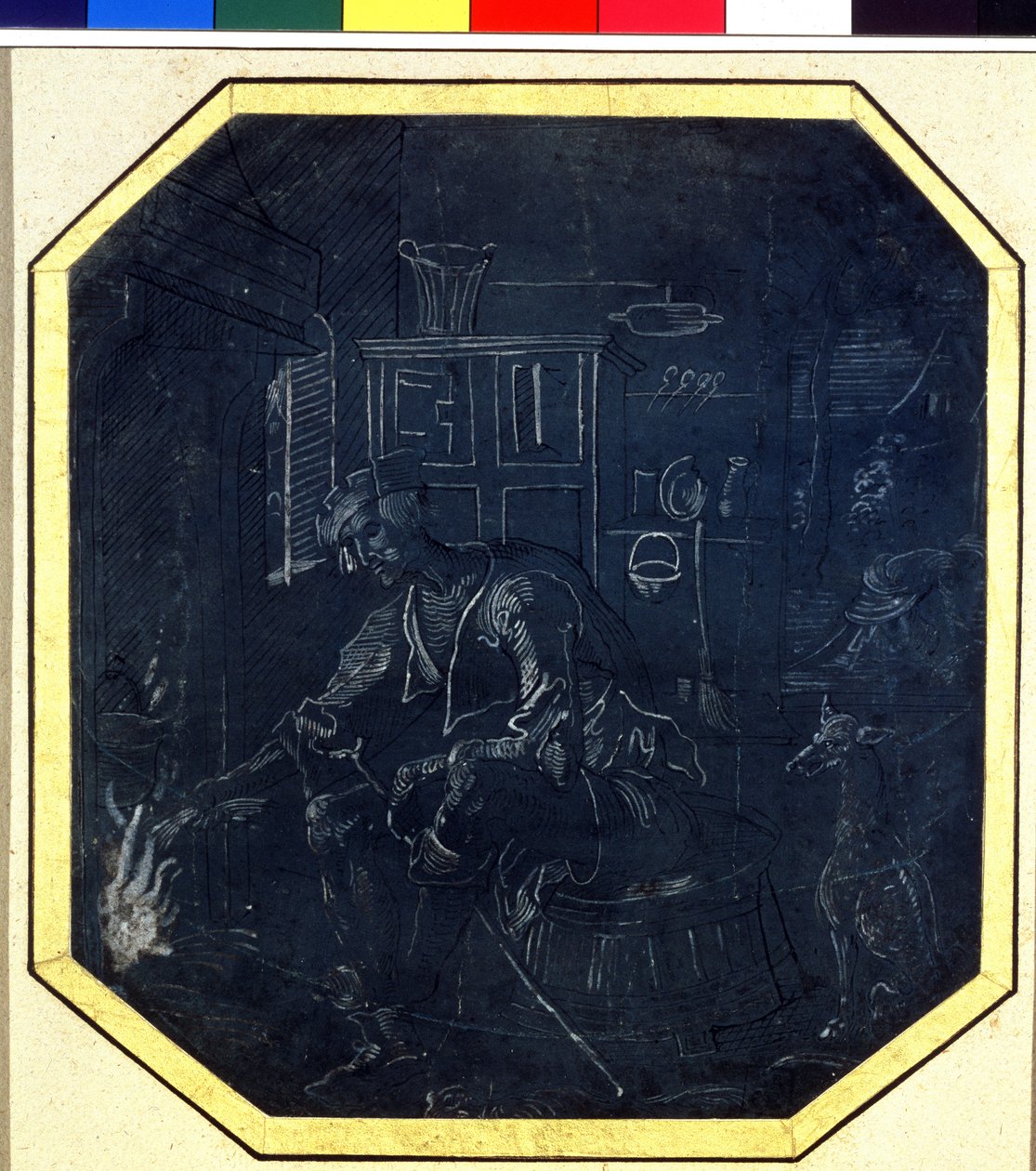 Lignelse om den fortapte sønn: den unge sønnen før ilden. Tegning av Mesteren av Antwerpen (aktiv rundt 1520), tidlig på 1500-tallet. Pushkin-museet, Moskva av Master Antwerp