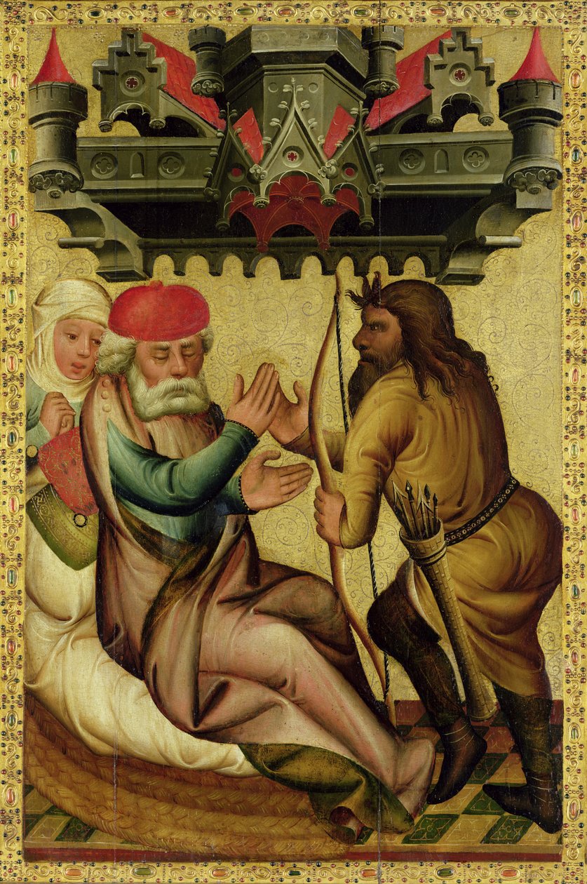 Isak og Esau fra St. Peters høyalter i Hamburg, Grabower-alteret, 1383 (tempera på panel) av Master Bertram of Minden